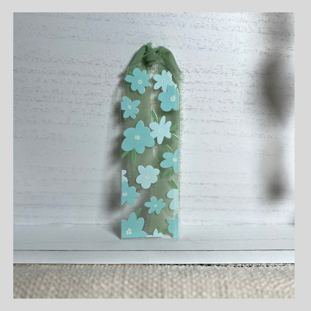 Blue Floral Bookmark