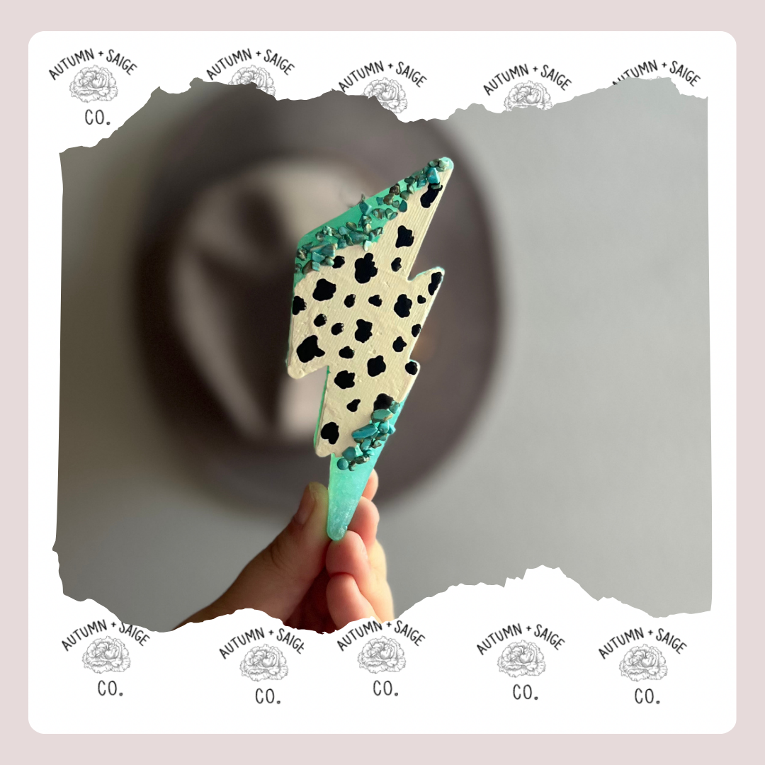 Cow Print Lighting Bolt Freshie