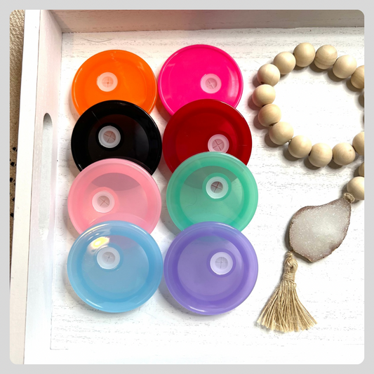 Colored Lids Glass Can Cups